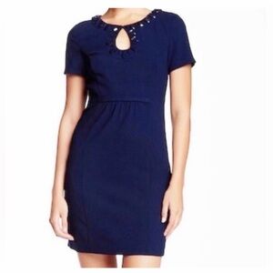 Trina Turk Navy Blue Embellished Jeweled Sheath Dress Women’s size 0
